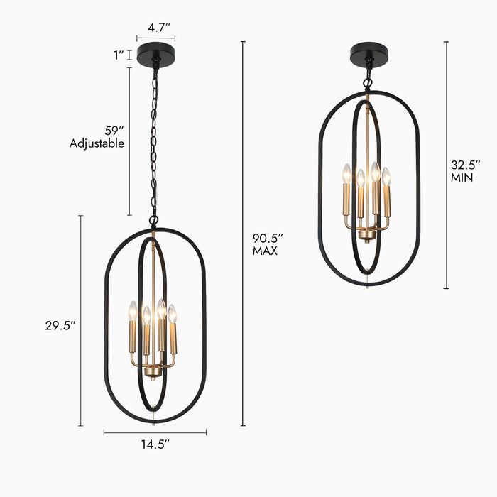 Frusena 4-Light Black and Gold Chandelier
