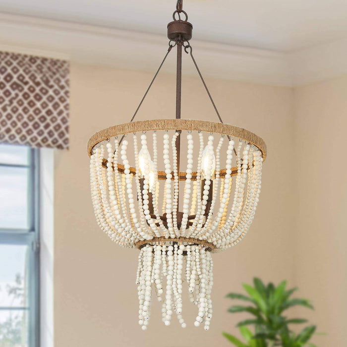 Abajlen 4-Light White Chandelier