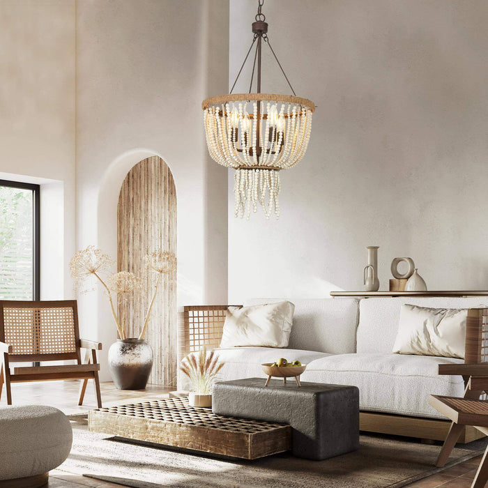Abajlen 4-Light White Chandelier