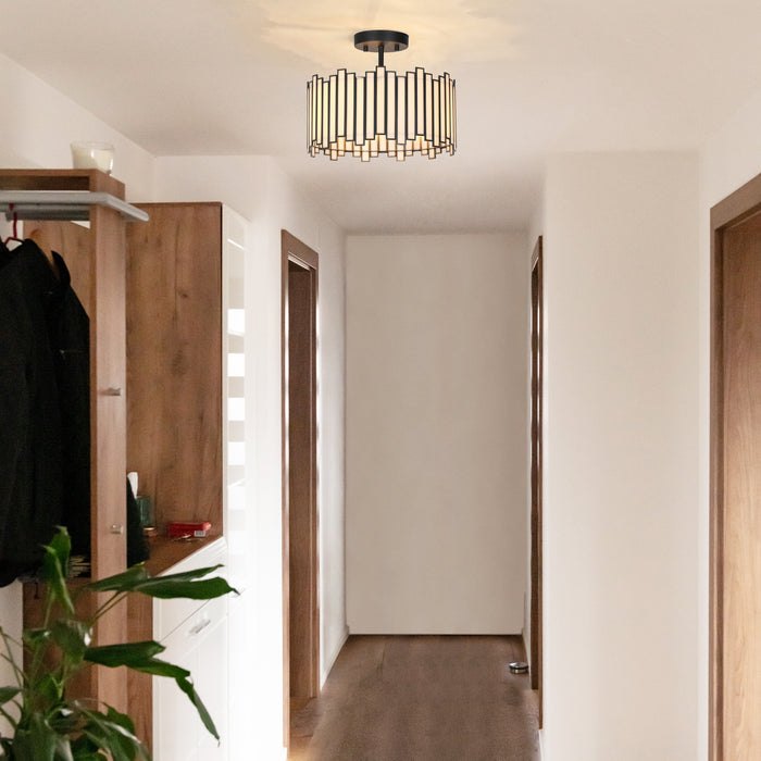 Hemaal 3-Light Black And White Semi-Flush Mounts