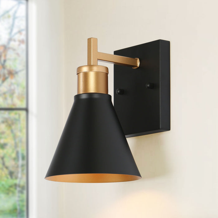 Umbrim 1-Light Black and Brass Wall Sconce