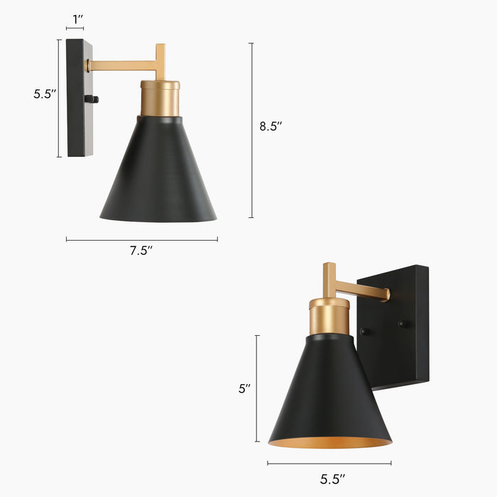 Umbrim 1-Light Black and Brass Wall Sconce