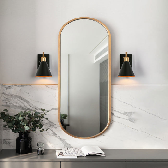 Umbrim 1-Light Black and Brass Wall Sconce