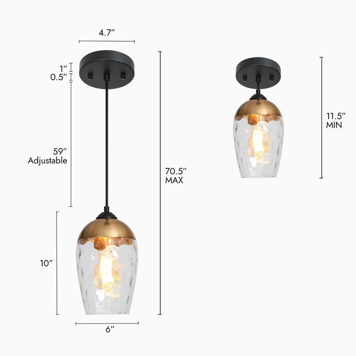 Fhbauos 1-Light Brass Pendant Light
