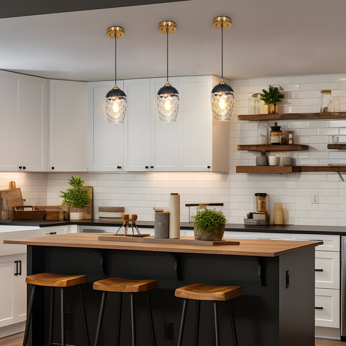 Fhbauos 1-Light Black and Brass Pendant Light