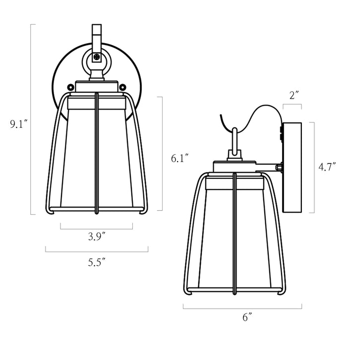 Veylira 1-Light Black Outdoor Wall Lights