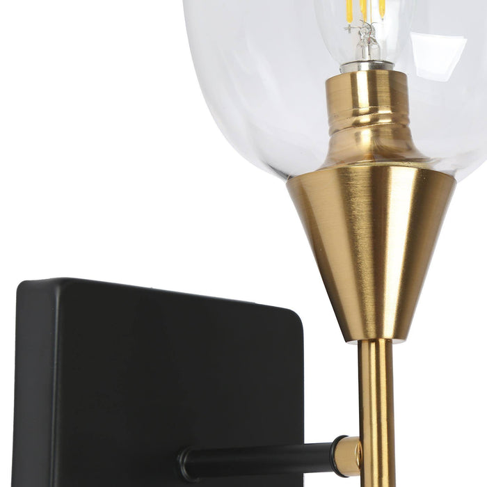 Simorie 1-Light Black and Brass Wall Sconce