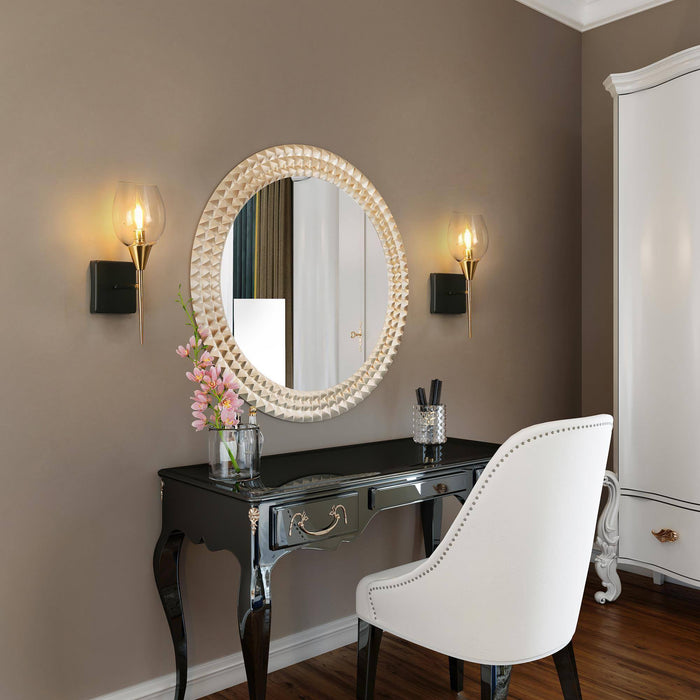 Simorie 1-Light Black and Brass Wall Sconce