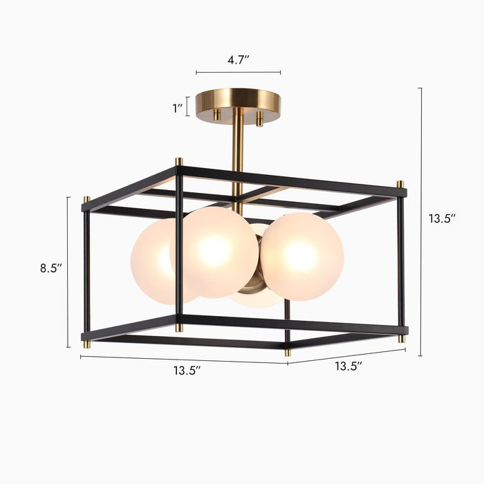 Ramela 4-Light Black and Brass Semi-Flush Mount Lights