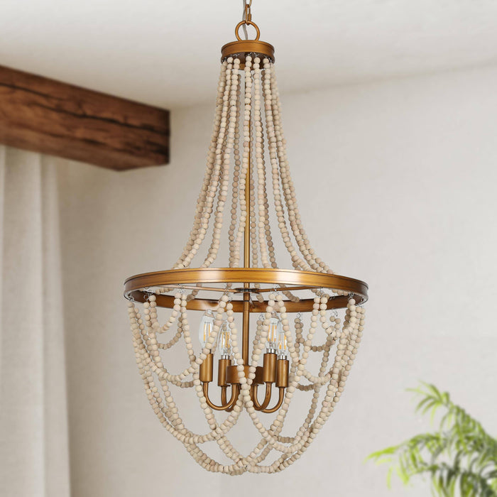 Mushira 4-Light Wood Chandelier