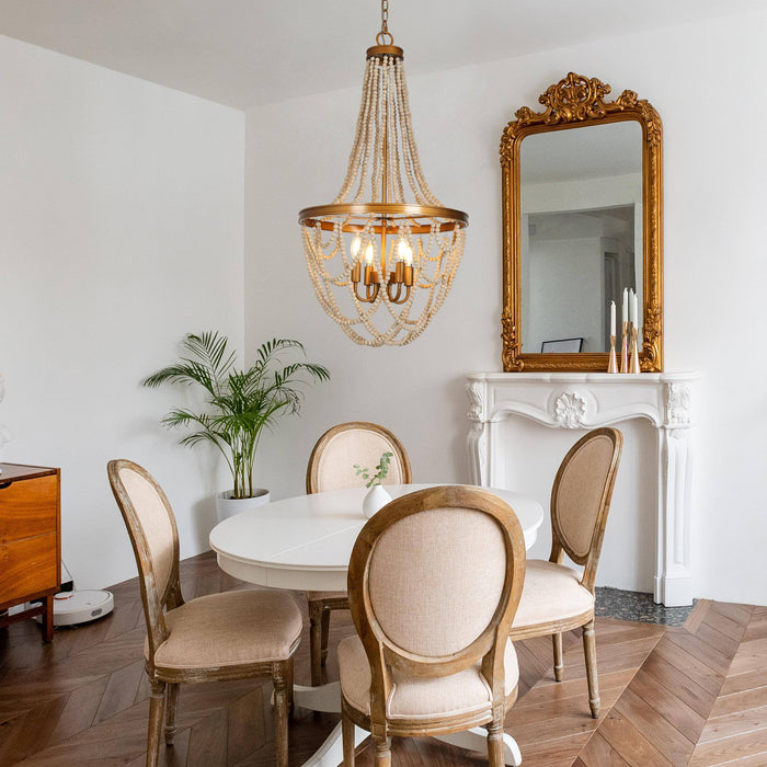 Mushira 4-Light Wood Chandelier