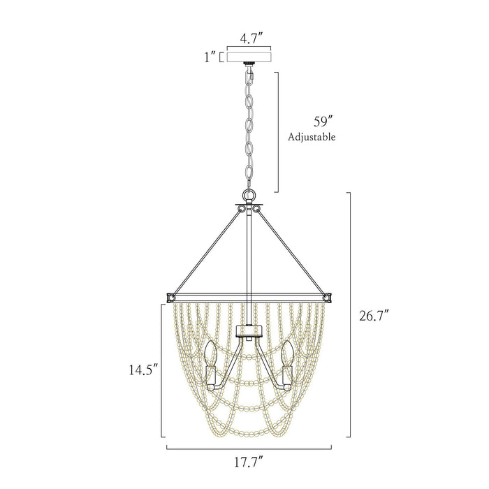 Mitzvah 4-Light Gold Chandelier