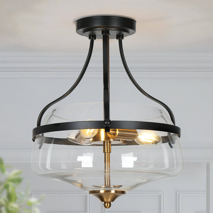 Dendria 3-Light Brass Semi-Flush Mount Lights