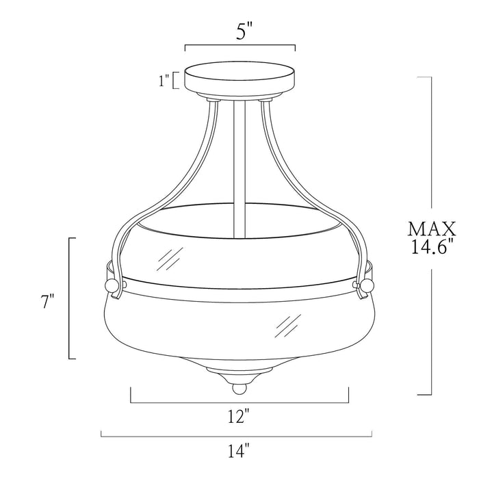 Dendria 3-Light Brass Semi-Flush Mount Lights