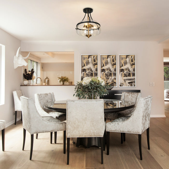 Dendria 3-Light Brass Semi-Flush Mount Lights