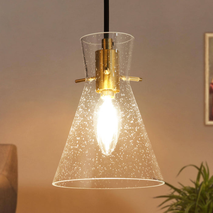 Mythrel 1-Light Black and Brass Pendant Light