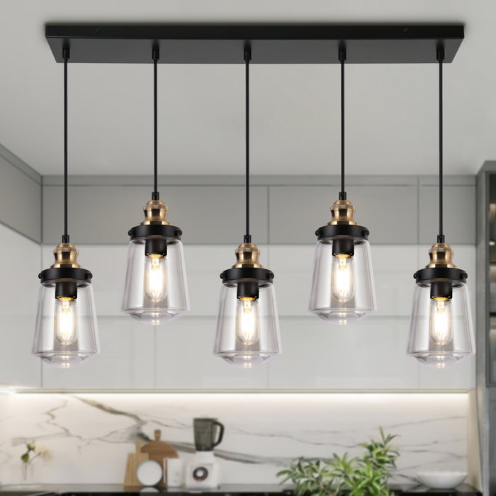 Curoen 5-Light Black and Brass Island Lights