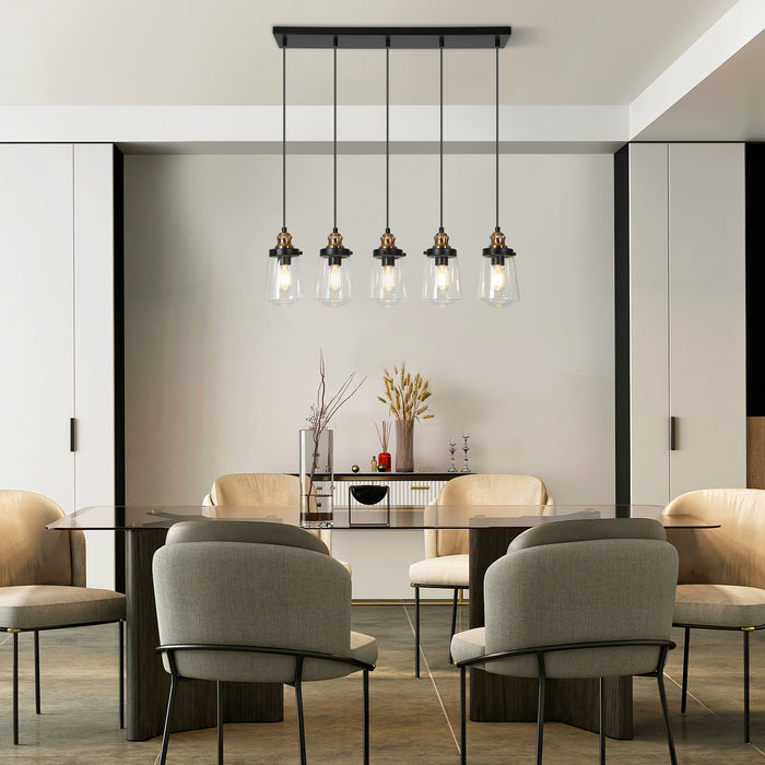 Curoen 5-Light Black and Brass Island Lights