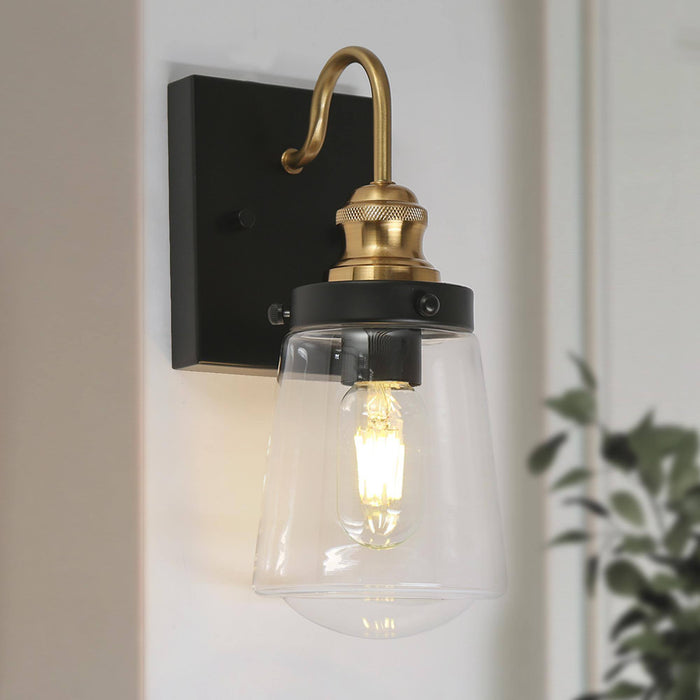 Curoen 1-Light Black and Brass Wall Sconces