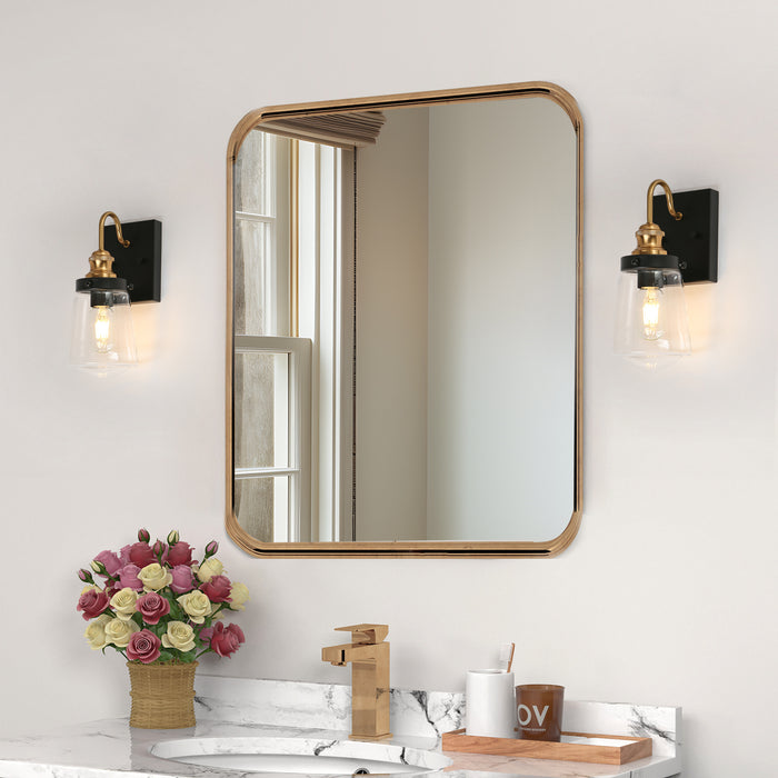 Curoen 1-Light Black and Brass Wall Sconces