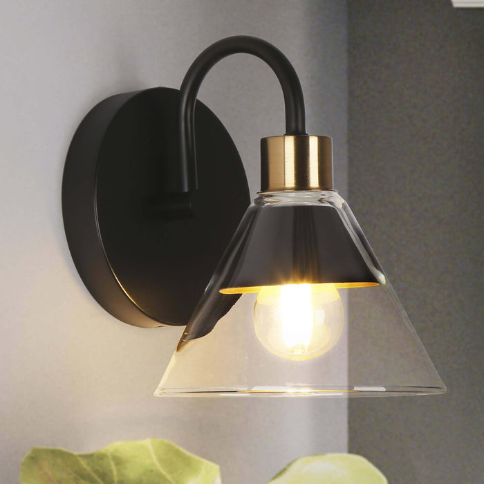 Moolis 1-Light Black and Brass Wall Sconce