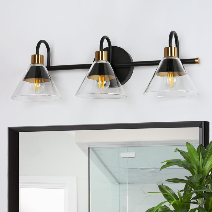 Moolis 3-Light Black and Brass Bathroom Vanity Light