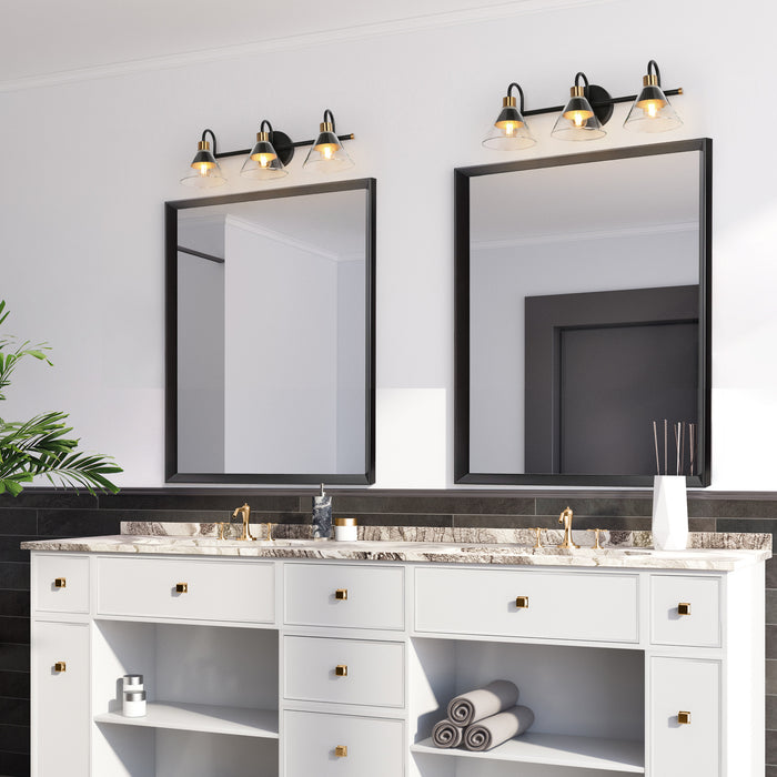 Moolis 3-Light Black and Brass Bathroom Vanity Light