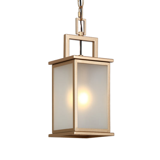 Modern 1-Light Gold Outdoor Pendant Lights with Frosted Glass Shade