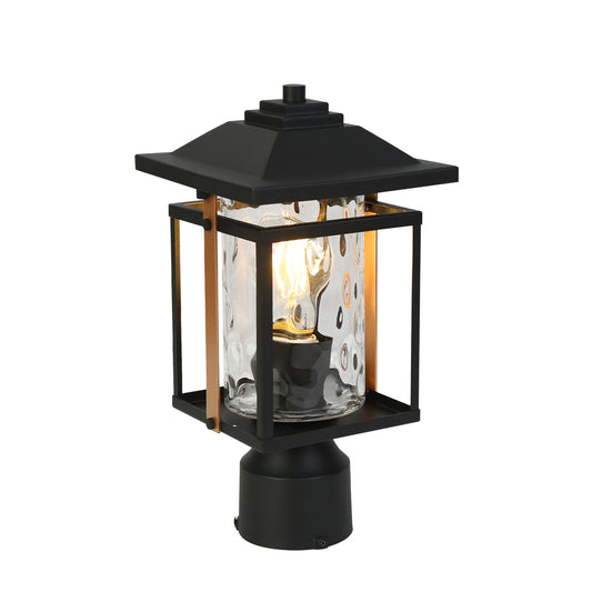Modern 1-Light Outdoor Post Lights with Water Glass Shade