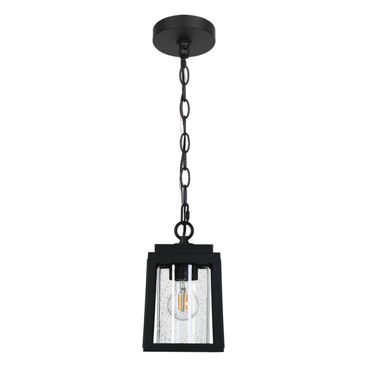 Modern 1-Light Outdoor Pendant Lights with Seeded Glass Shade