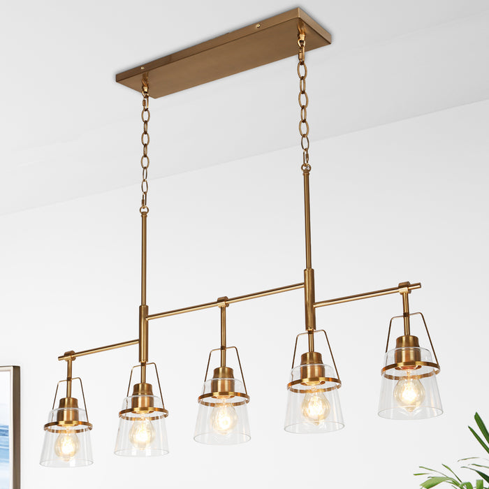 Dendro 5-Light Brass Clear Glass Island Lights