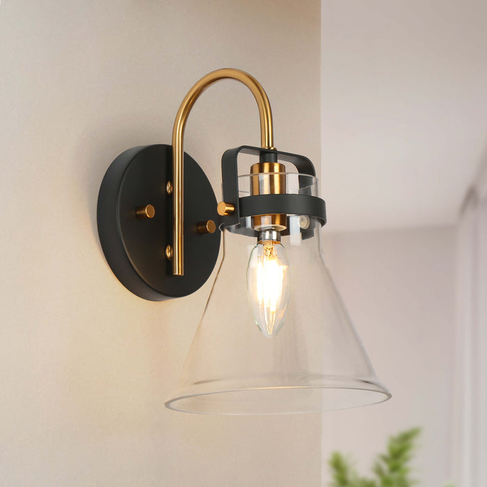 Xylono 1-Light Black and Brass Wall Sconce