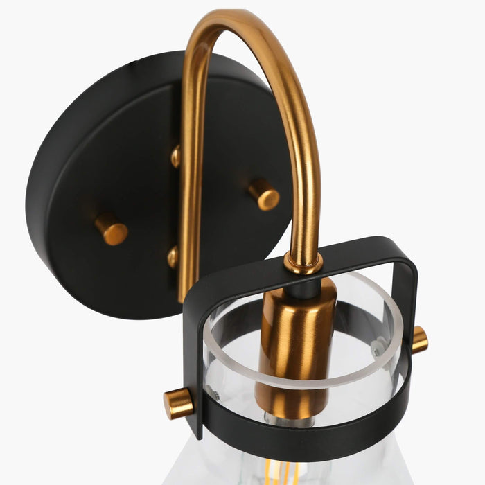Xylono 1-Light Black and Brass Wall Sconce