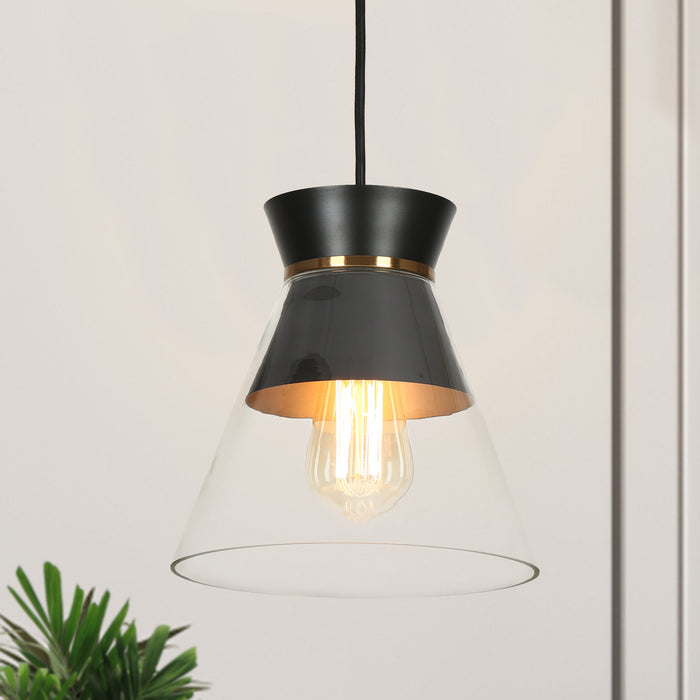 Noah 1-Light Black and Brass Pendant Light