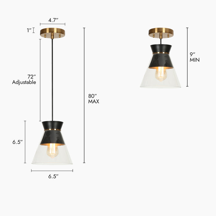 Noah 1-Light Black and Brass Pendant Light