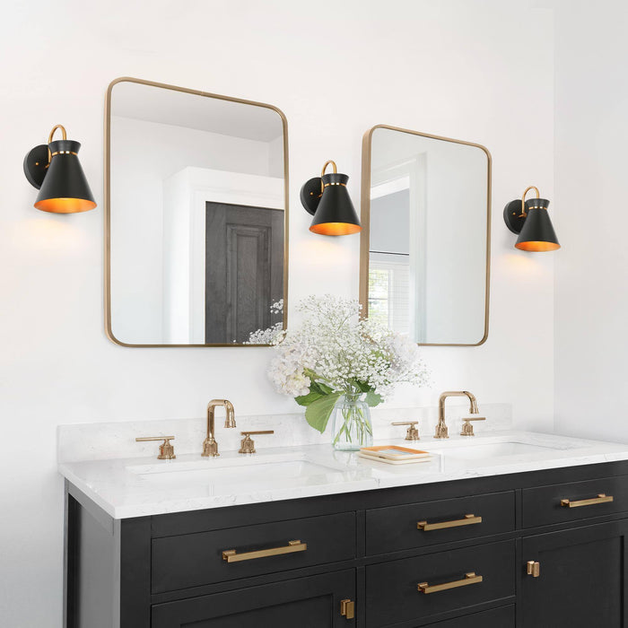 Noah 1-Light Black And Gold Wall Sconces