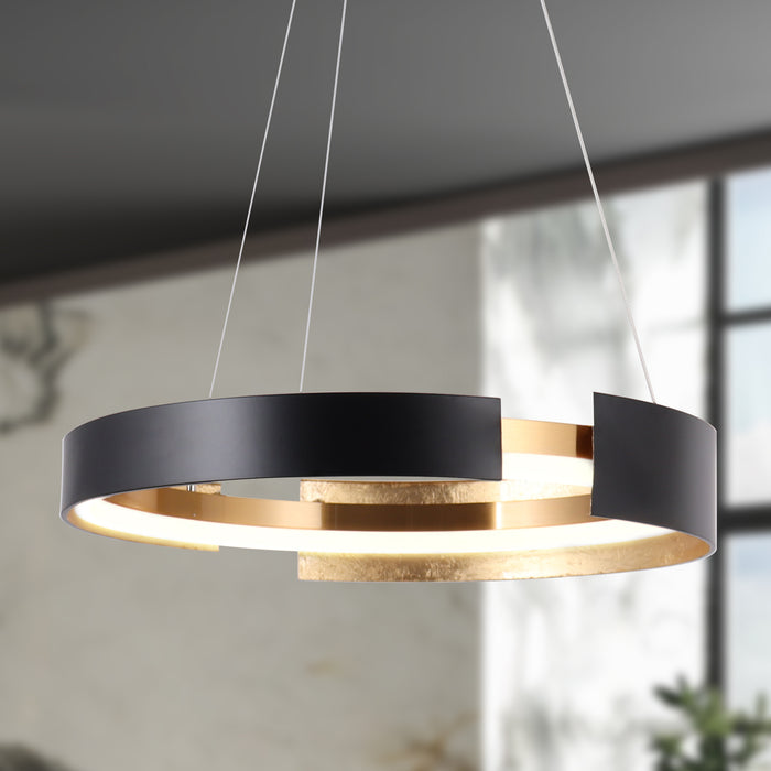 Welnto 1-Light LED Black and Brass Chandeliers