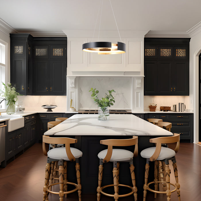 Welnto 1-Light LED Black and Brass Chandeliers