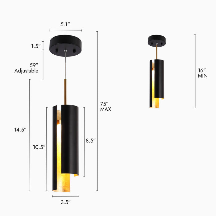 Welnto 1-Light LED Brass Pendant Light
