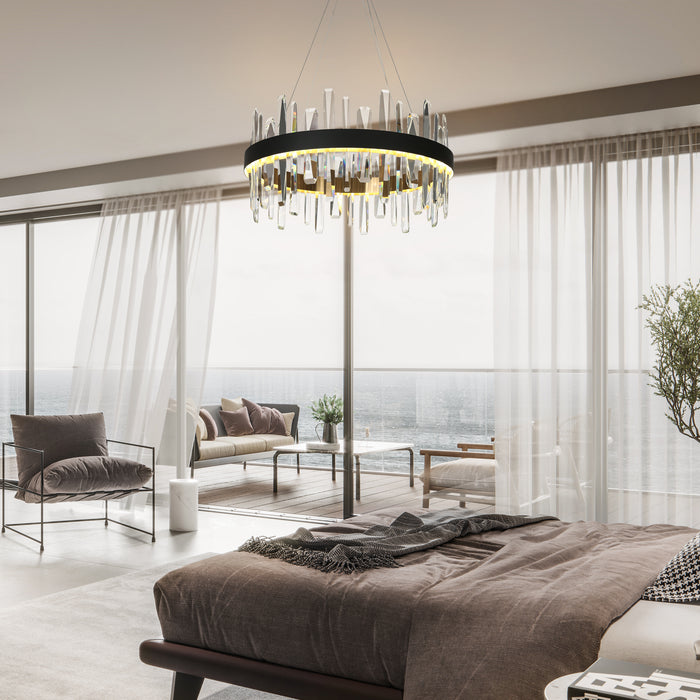 Lurivis 1-Light LED Black and Brass Chandeliers