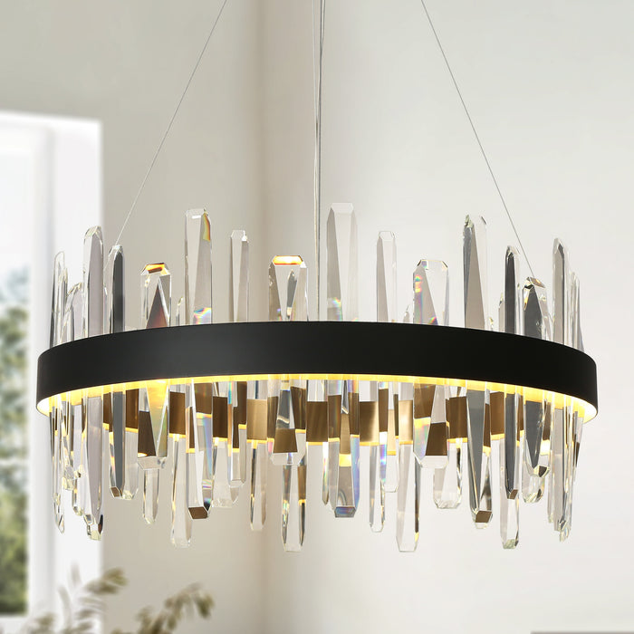 Lurivis 1-Light LED Black and Brass Chandeliers