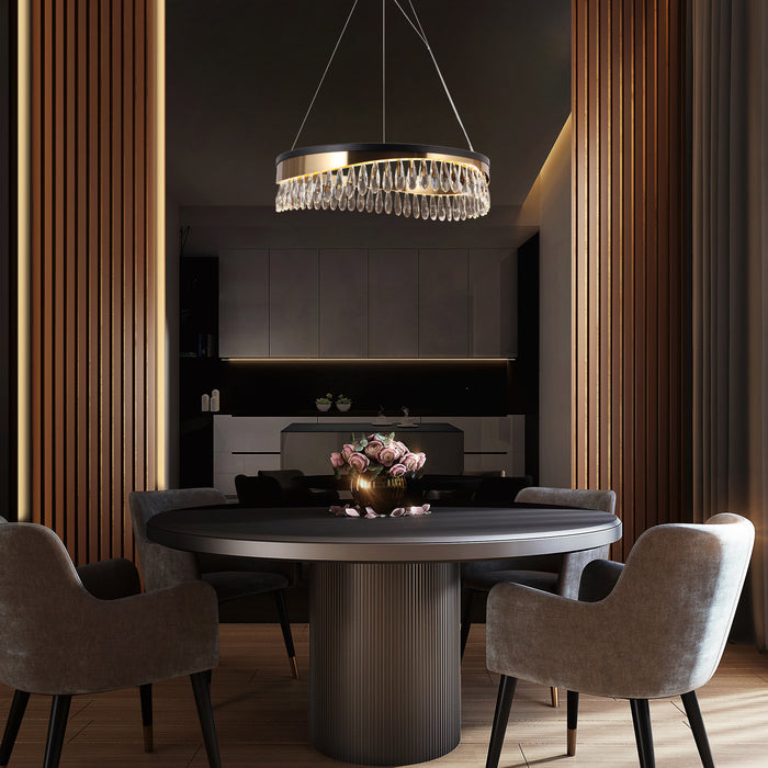 Andrel LED Blackand Brass Ring Chandeliers