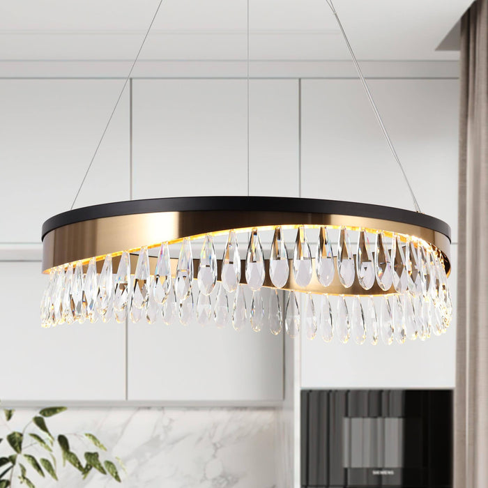 Andrel LED Blackand Brass Ring Chandeliers