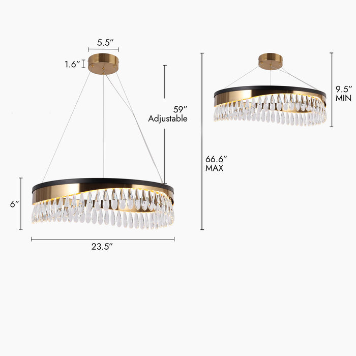 Andrel LED Blackand Brass Ring Chandeliers