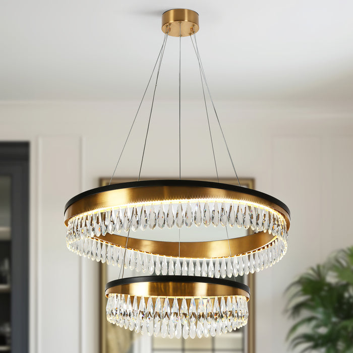 Andrel 2-Light LED Black and Brass Chandeliers