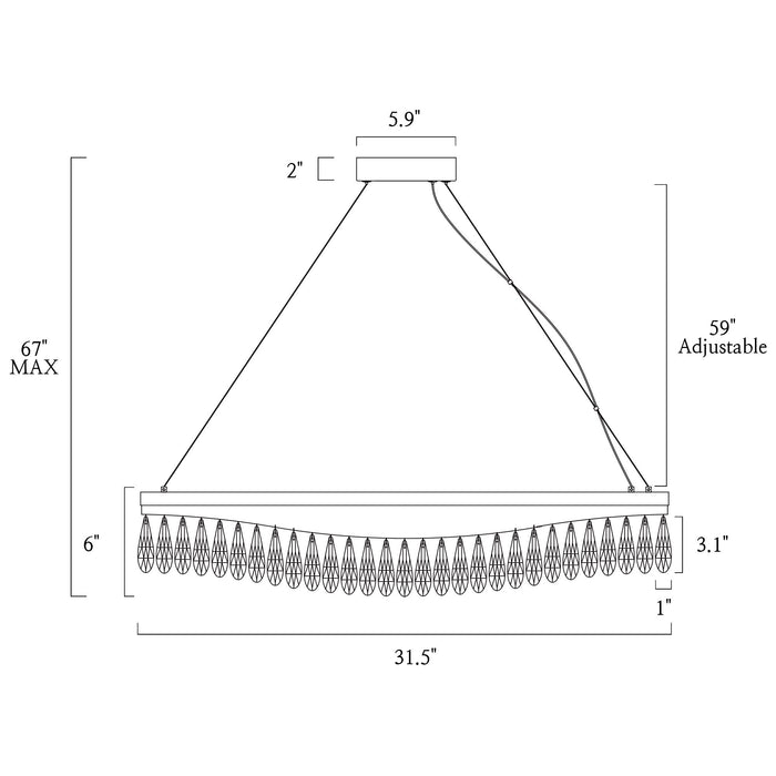 Andrel LED Blackand Brass Chandeliers