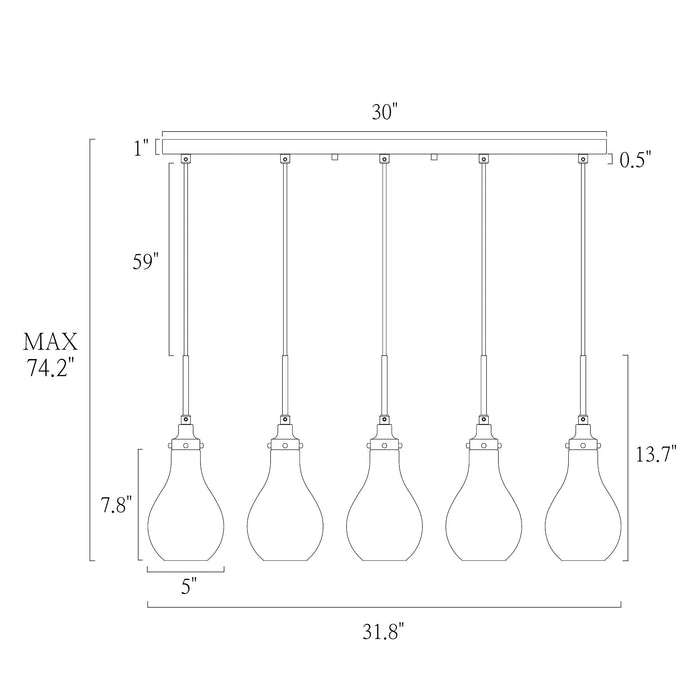 Luxite 5-Light Black and Brass Island Lights