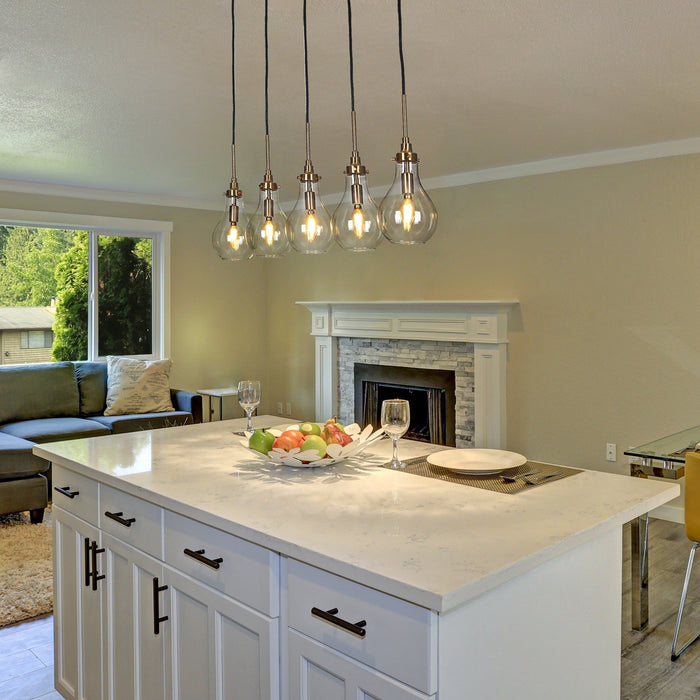 Luxite 5-Light Black and Brass Island Lights
