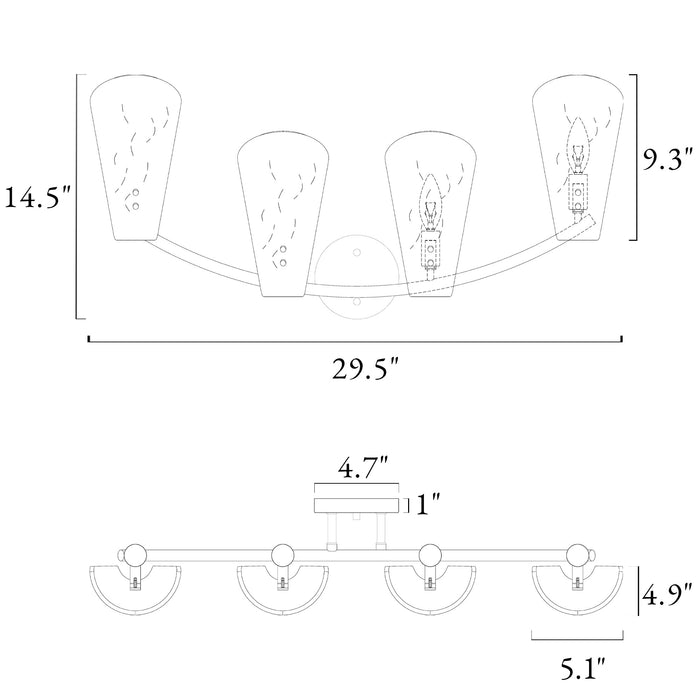 Aufenro 4-Light Brass Bathroom Vanity Light