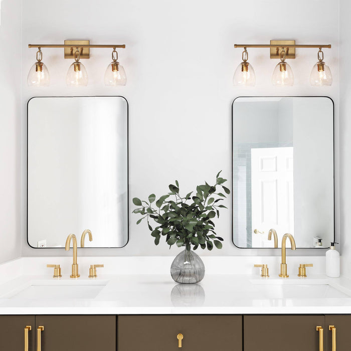 Maviren 3-Light Brass Bathroom Vanity Light